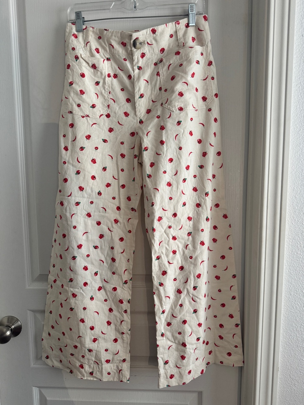 Maeve Chilli Pepper Linen Wide Leg Pants EUC size 28 anthropology